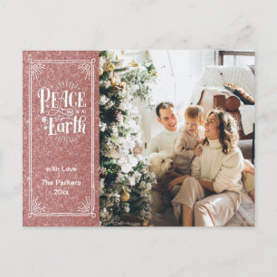 Cartes Pour Fêtes Annuelles Élégant Script Peace on Earth Green Parties scinti