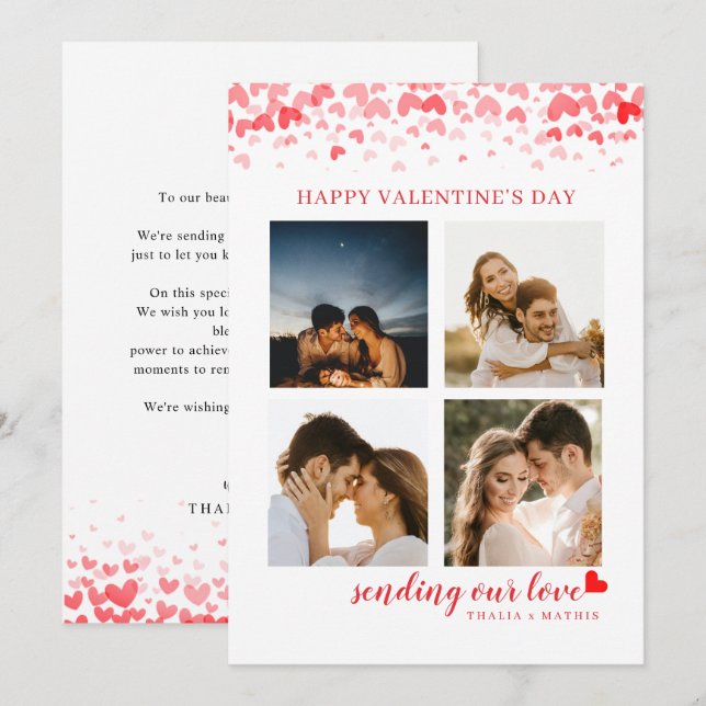 Cartes Pour Fêtes Annuelles Élégant Script Red Heart Valentine's Card Photo (Devant / Derrière)