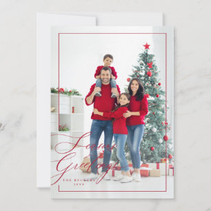 Cartes Pour Fêtes Annuelles Élégant script rouge côté Joyeuses Fêtes photo