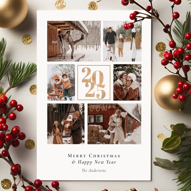 Cartes Pour Fêtes Annuelles Élégant Sept Photos Collage Joyeux Noël (Créateur téléchargé)
