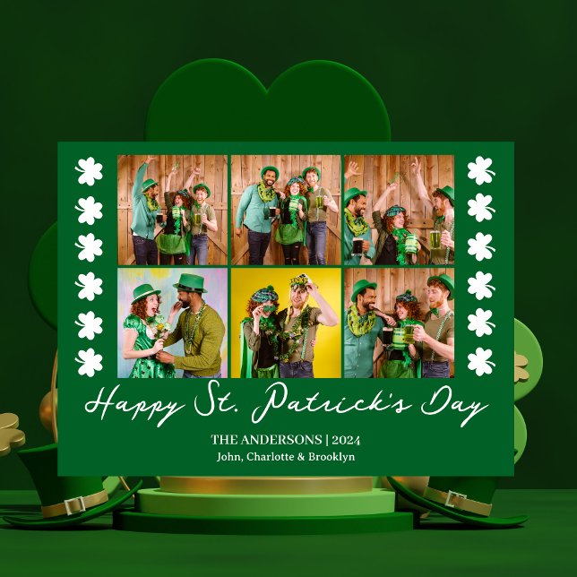 Cartes Pour Fêtes Annuelles Elégant Shamrock St. Patrick's Day Photo de famill (Créateur téléchargé)