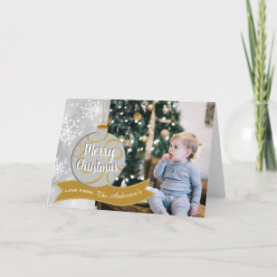 Cartes Pour Fêtes Annuelles Elégant Silver Grey Gold Bauble Photo Noël