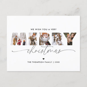 Cartes Pour Fêtes Annuelles Elégant Silver Joyeux Noël Photo Collage
