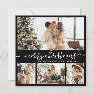 Cartes Pour Fêtes Annuelles Elégant Simple 4 Photo Collage Noël C