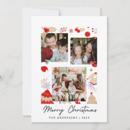 Cartes Pour Fêtes Annuelles Elegant Simple Frame Christmas Family 3 Photo