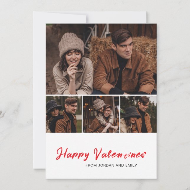 Cartes Pour Fêtes Annuelles Elégant simple photo Heureuse Sainte-Valentin mode (Devant)