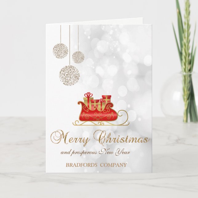 Cartes Pour Fêtes Annuelles Elégant Sleigh de Noël, Bokeh Company (Devant)