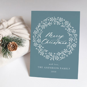 Cartes Pour Fêtes Annuelles Élégant Snowflake Wreath Frost Bleu non photo