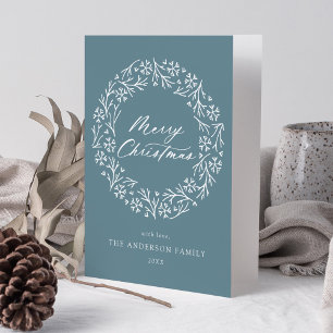 Cartes Pour Fêtes Annuelles Élégant Snowflake Wreath Frost Bleu non photo