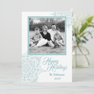 Cartes Pour Fêtes Annuelles Élégant Snowflakes Bleu avec photo