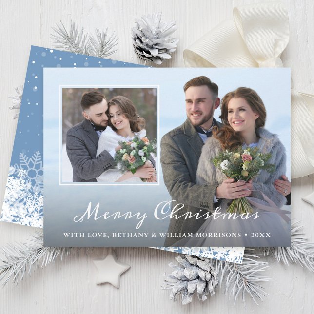 Cartes Pour Fêtes Annuelles Élégant Snowflakes de Noël d'hiver 2 Photo (Créateur téléchargé)