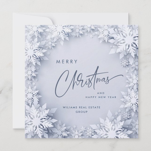 Cartes Pour Fêtes Annuelles Élégant Snowflakes Salutation de Noël d'entreprise (Devant)