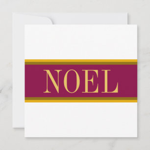 Cartes Pour Fêtes Annuelles Elégant Snowy Blanc Bourgogne Or "NOEL" Stripes