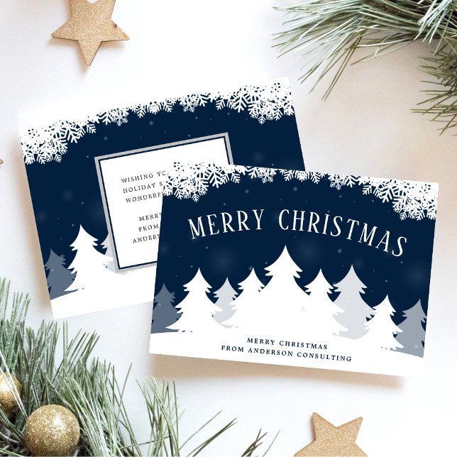 Cartes Pour Fêtes Annuelles Élégant Snowy Trees Noël Entreprise (Créateur téléchargé)