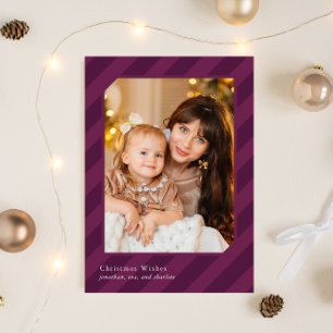 Cartes Pour Fêtes Annuelles Élégant Stripes De Noël Simplement Photo Élégante