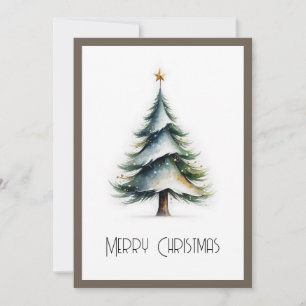 Cartes Pour Fêtes Annuelles Elégant stylé rustique Aquarelle Arbre de Noël