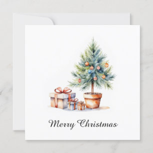 Cartes Pour Fêtes Annuelles Elégant stylé rustique Aquarelle Arbre de Noël