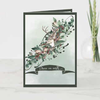 Cartes Pour Fêtes Annuelles Elégant Swag verdoyant avec Cerf et Eucalyptus
