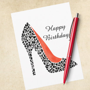 Cartes Pour Fêtes Annuelles Élégant Talon Aiguille Féroce Aquarelle Anniversai