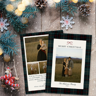Cartes Pour Fêtes Annuelles Élégant Tartan Classique à Carreaux Noël Cinq Phot