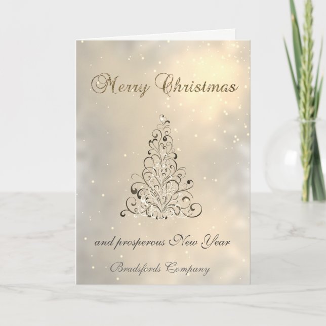 Cartes Pour Fêtes Annuelles Élégant tendance brillant, Arbre de Noël, Entrepri (Devant)