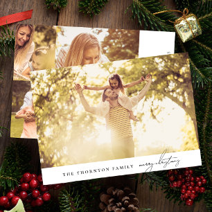 Cartes Pour Fêtes Annuelles Élégant texte noir   MERRY CHRISTMAS Photo Collage