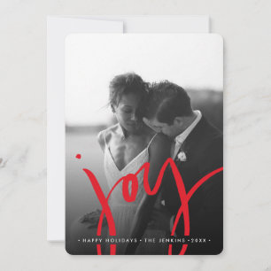 Cartes Pour Fêtes Annuelles Elegant Timeless Simple JOY   PHOTO VACANCES ROUGE