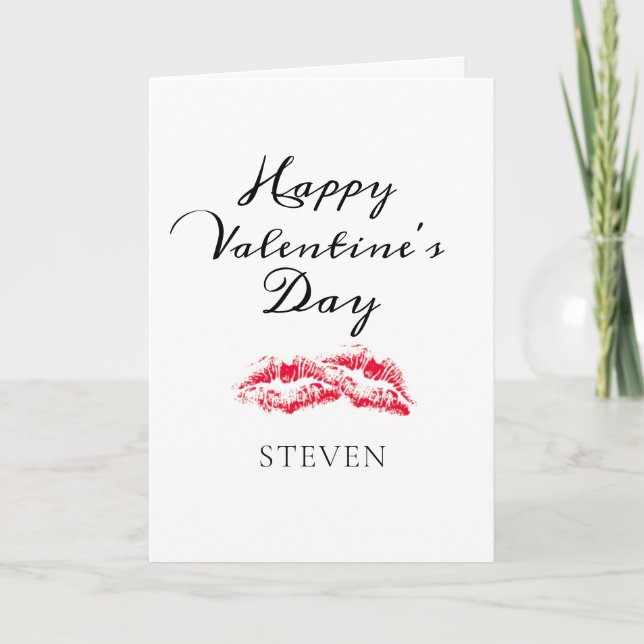 Cartes Pour Fêtes Annuelles Élégant Valentines Rouge Baisers Amour Personnalis (Devant)