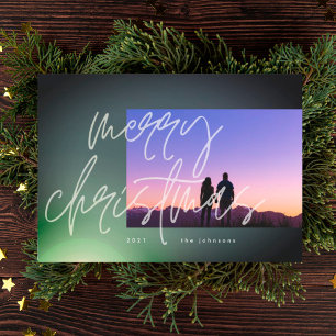 Cartes Pour Fêtes Annuelles Élégant vert brillant Noël dégradé Ombre