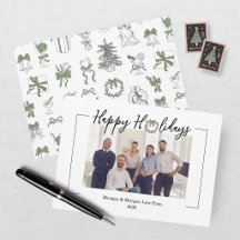 Élégant Vert et Noir Noël Fêtes