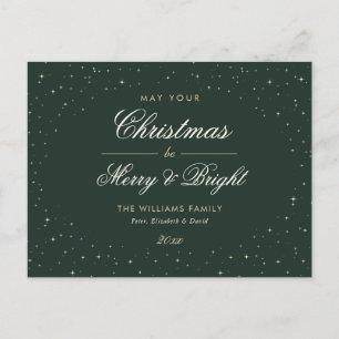 Cartes Pour Fêtes Annuelles Elégant Vert et Or