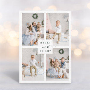 Cartes Pour Fêtes Annuelles Élégant Vert Joyeux & Lumineux 4 Photos