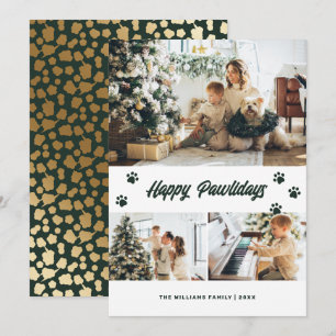 Cartes Pour Fêtes Annuelles Elégant Vert Joyeux Pawlidays Gold Stars Photo