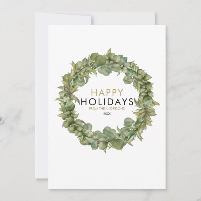 Cartes Pour Fêtes Annuelles Élégant vert moderne Wreath Noël (Devant)