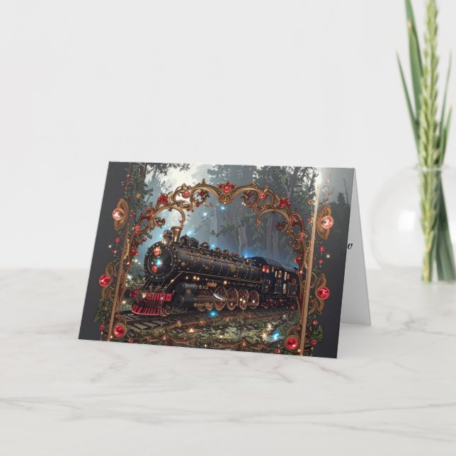 Cartes Pour Fêtes Annuelles Elegant Victorian Nostalgia Christmas Steam Train (Devant)