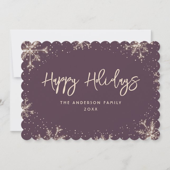 Cartes Pour Fêtes Annuelles Élégant violet Flocon de neige hiver neige (Devant)