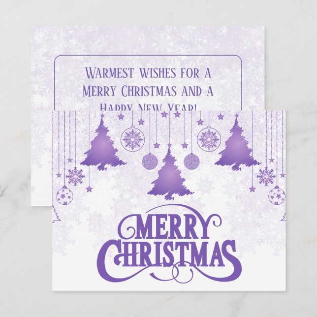 Cartes Pour Fêtes Annuelles Elégant violet joyeux désir Noël (Devant / Derrière)