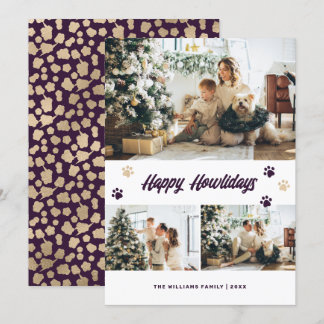 Cartes Pour Fêtes Annuelles Élégant violet or photo propriétaire d'animal