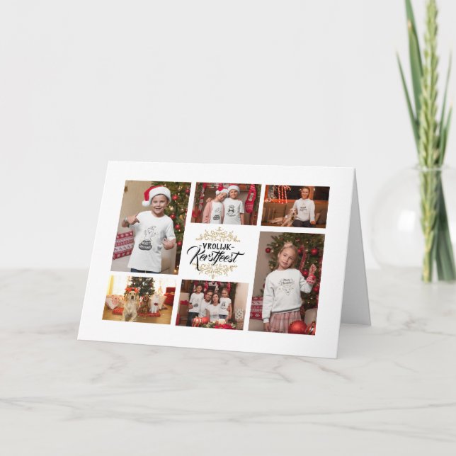 Cartes Pour Fêtes Annuelles Elégant Vrolijk Kerstfeest fotocollage Kerstkaart (Devant)