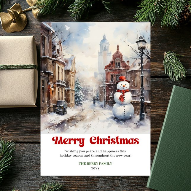 Cartes Pour Fêtes Annuelles Elegant winter scene card rustic festive red green (Elegant winter scene card rustic festive red green lettering

)