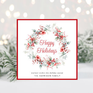Cartes Pour Fêtes Annuelles Elégant Wreath Watercolor Joyeuses vacances Noël