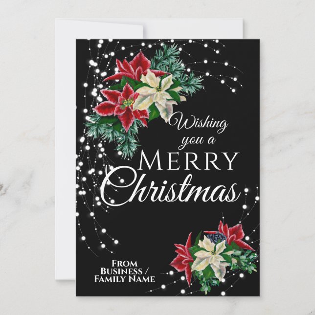 Cartes Pour Fêtes Annuelles Élégante affaires Noël Poinsettia Floral (Devant)