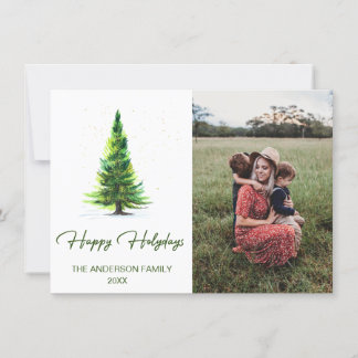 Cartes Pour Fêtes Annuelles Elégante aquarelle Arbre photo voeux de Noël