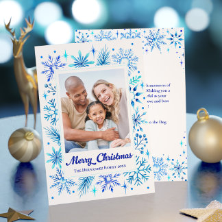 Cartes Pour Fêtes Annuelles Elégante aquarelle bleue bleu bleu flake photo