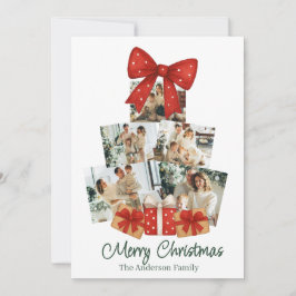 Cartes Pour Fêtes Annuelles Elégante aquarelle Bow rouge famille sapin de Noël