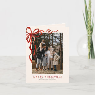 Cartes Pour Fêtes Annuelles Elégante aquarelle Bow rouge Noël 3 Photo