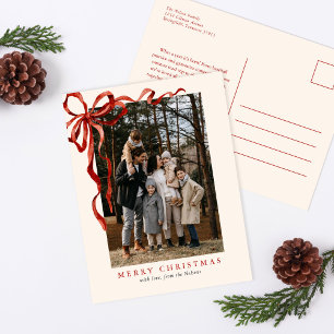 Cartes Pour Fêtes Annuelles Elégante aquarelle Bow rouge photo de Noël