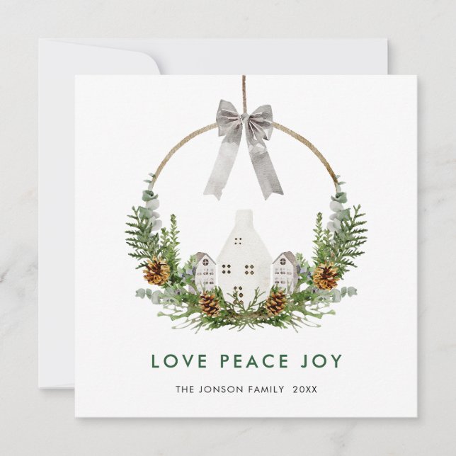 Cartes Pour Fêtes Annuelles Elégante aquarelle Composition de Noël Salutation (Devant)
