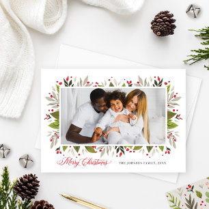 Cartes Pour Fêtes Annuelles Elégante aquarelle de Noël Verdure Photo