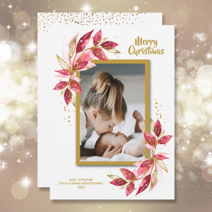 Cartes Pour Fêtes Annuelles Elégante aquarelle florale Photo de Noël